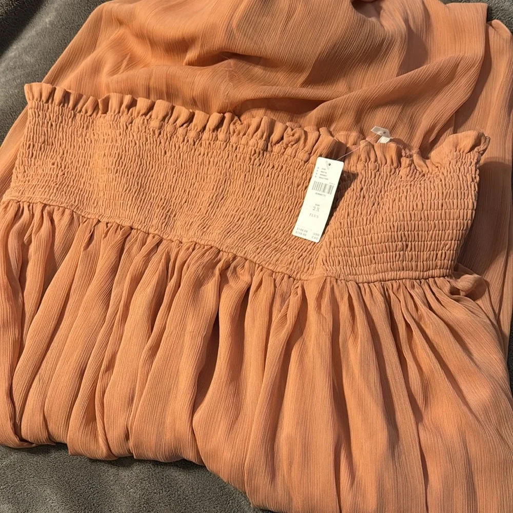 ✨ Anthropologie Smocked Sheer Maxi Skirt Sz 2X - Picture 12 of 13